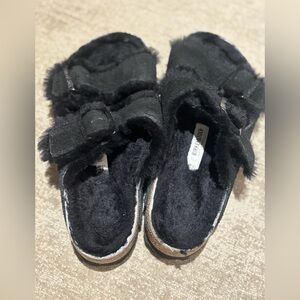 Birkenstock Black Sherpa Slides